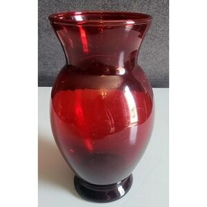 Ruby Red Glass Vase by Anchor Hocking USA Vintage